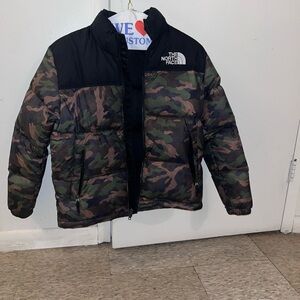 The North Face Teens Green Camo Puffer Jacket